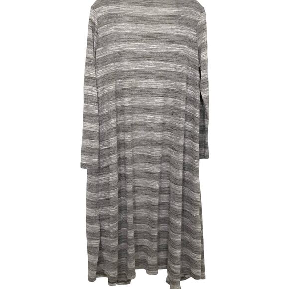 NWT LuLaRoe Sarah Striped Gray Long Open Cardigan Sweater Duster Oversize Medium - Picture 2 of 15